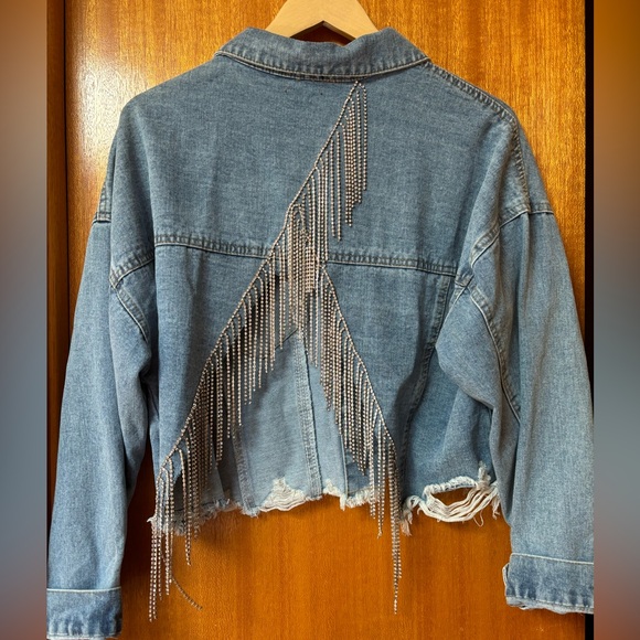 Mendocino Jean Jacket with Rhinestone Fringe - Picture 6 of 8